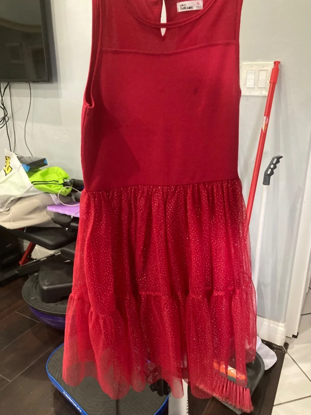 Red kid dress with sparkles